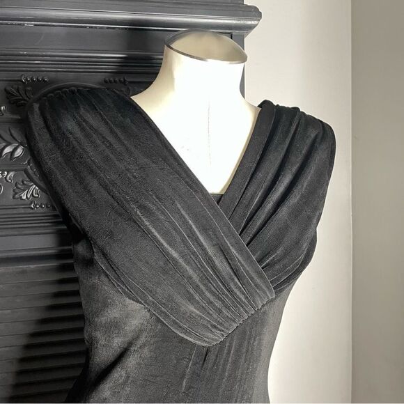 Vintage 90s Y2K Cache Slinky Travel Knit Gown Black Midi Gown Prom Wedding 6 - Picture 4 of 6